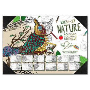 2026-2027 Nature 19" x 13" Academic Desk Blotter/Wall Coloring Calendar